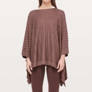 Lululemon Divinity Poncho Woven Spanish Oak Cashmere Blend Shawl Wrap Sweater